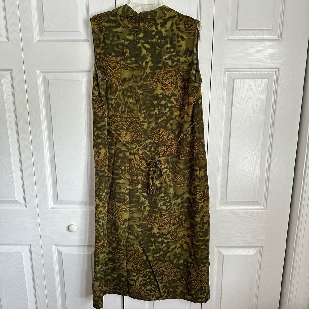 Vtg R&K Originals Dark Floral Full Button Tie Waist Maxi Dress Womens 16W Office - Picture 2 of 9